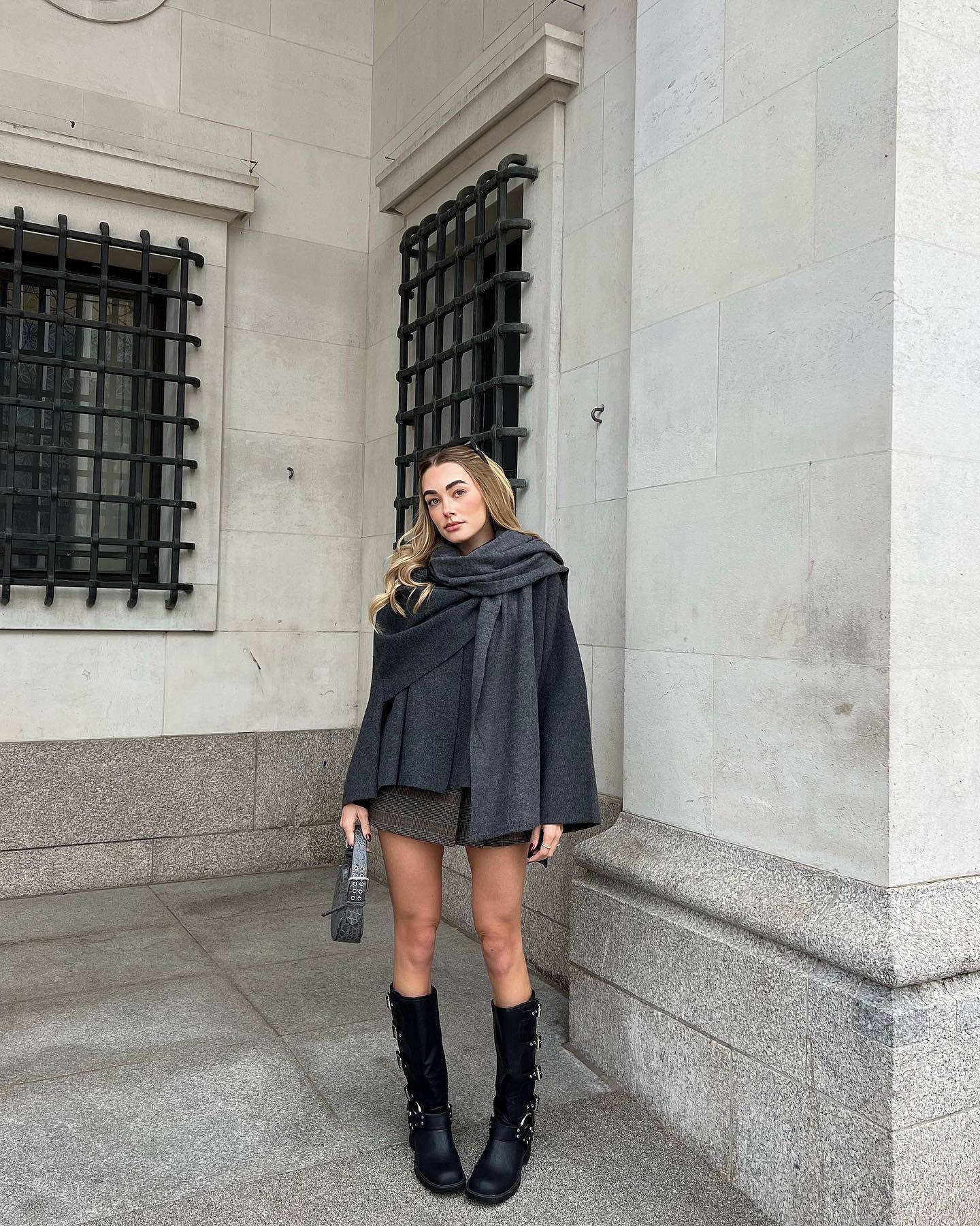 Asymmetric Scarf Short Knit Coat