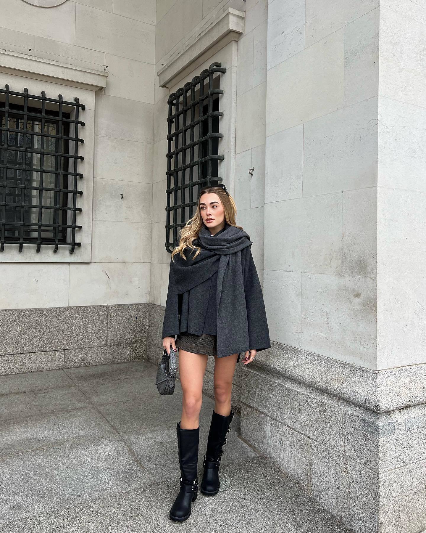 Asymmetric Scarf Short Knit Coat