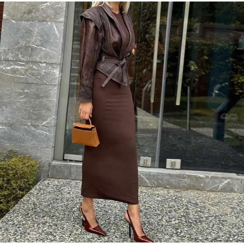 Stylish Lapel Tie-Waist Long-Sleeve Jacket