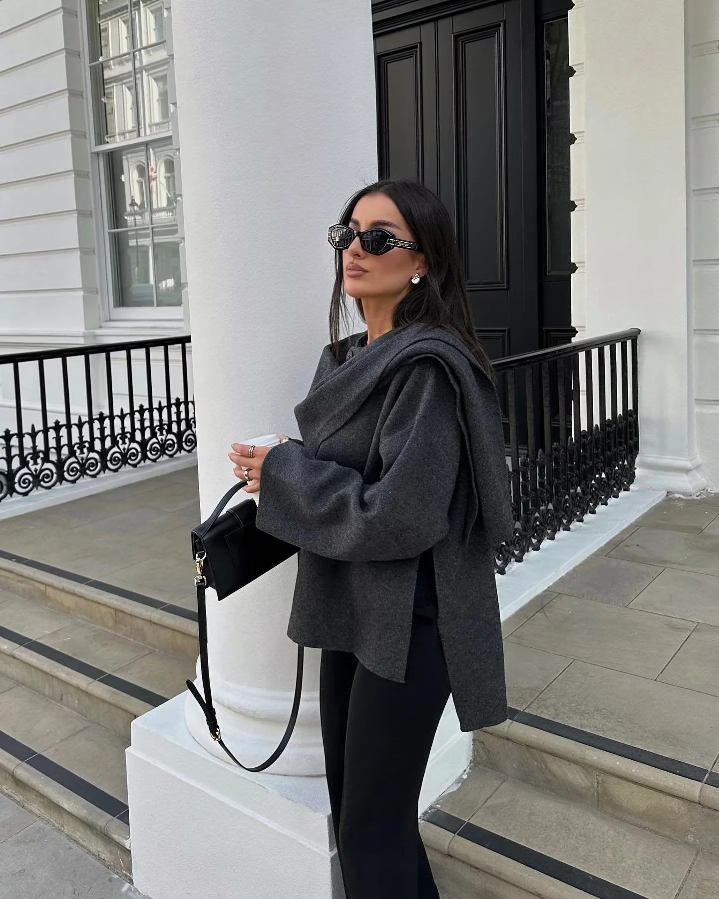 Asymmetric Scarf Short Knit Coat