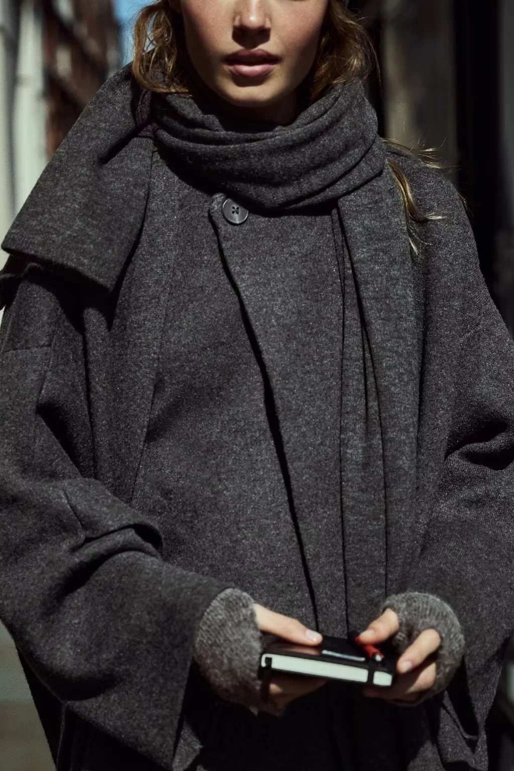 Asymmetric Scarf Short Knit Coat