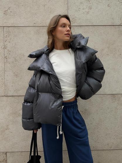 Personalized Street-Style Short Hooded Cotton Jacket