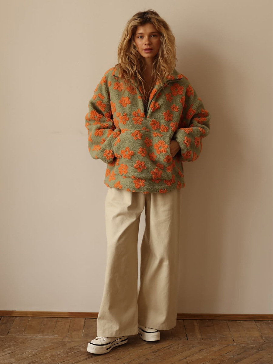 Fleece Flower Hoodie