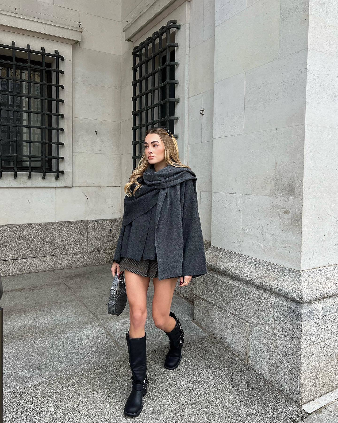 Asymmetric Scarf Short Knit Coat