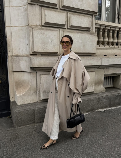 Fashionable Mid-Length Knee-Length Trench Coat