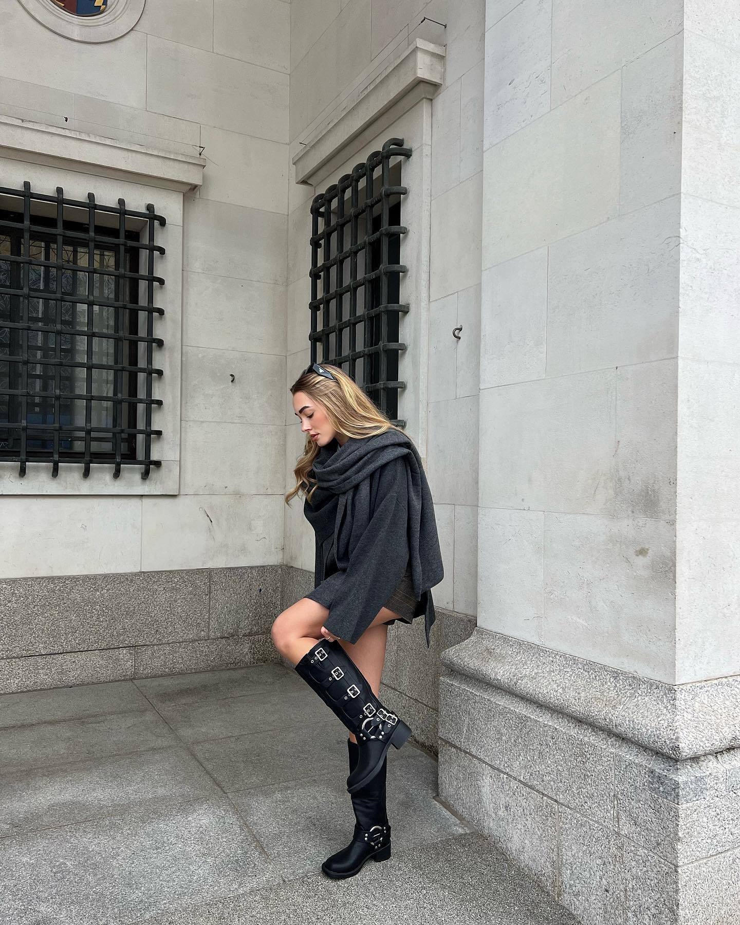 Asymmetric Scarf Short Knit Coat