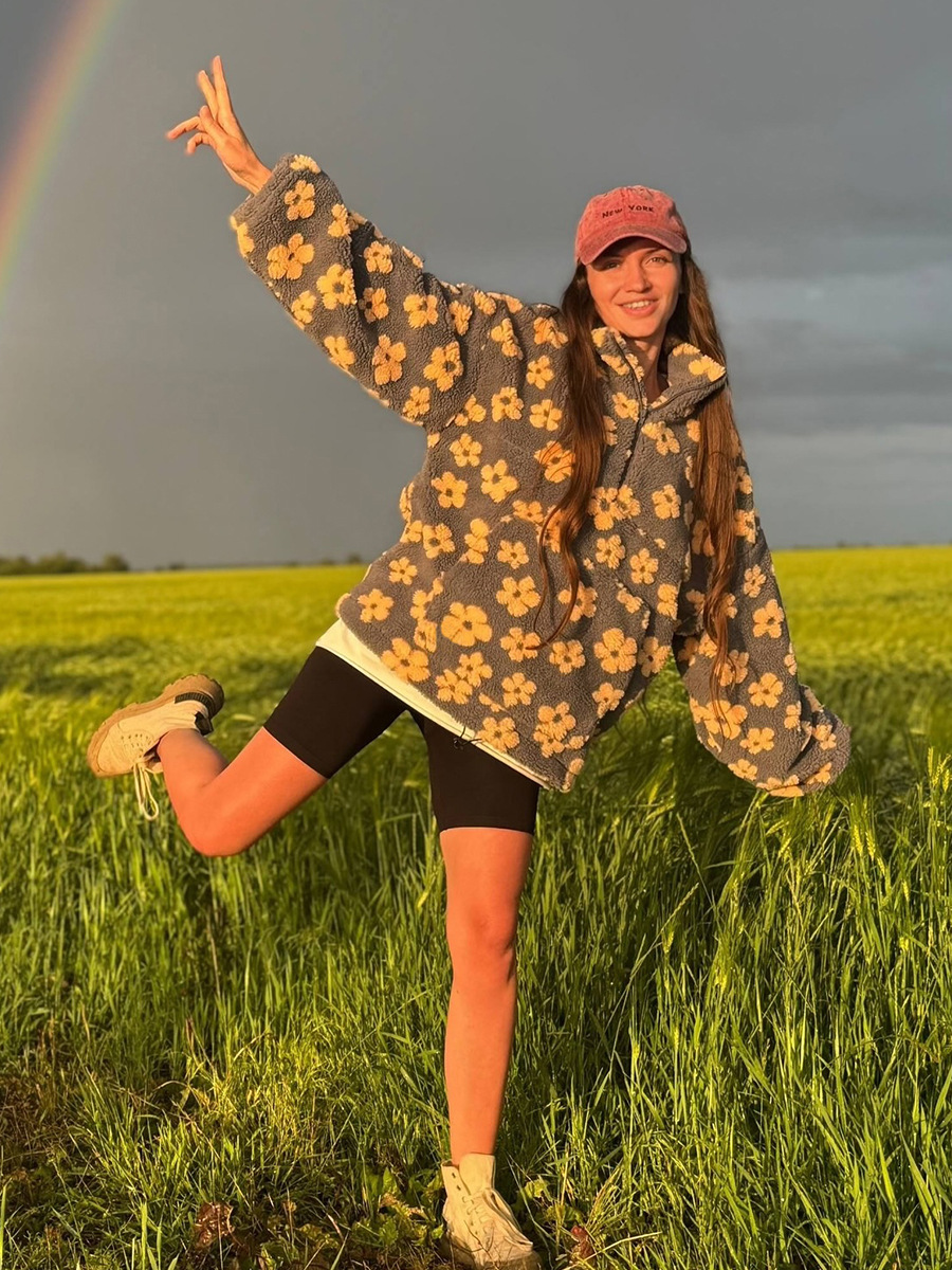 Fleece Flower Hoodie