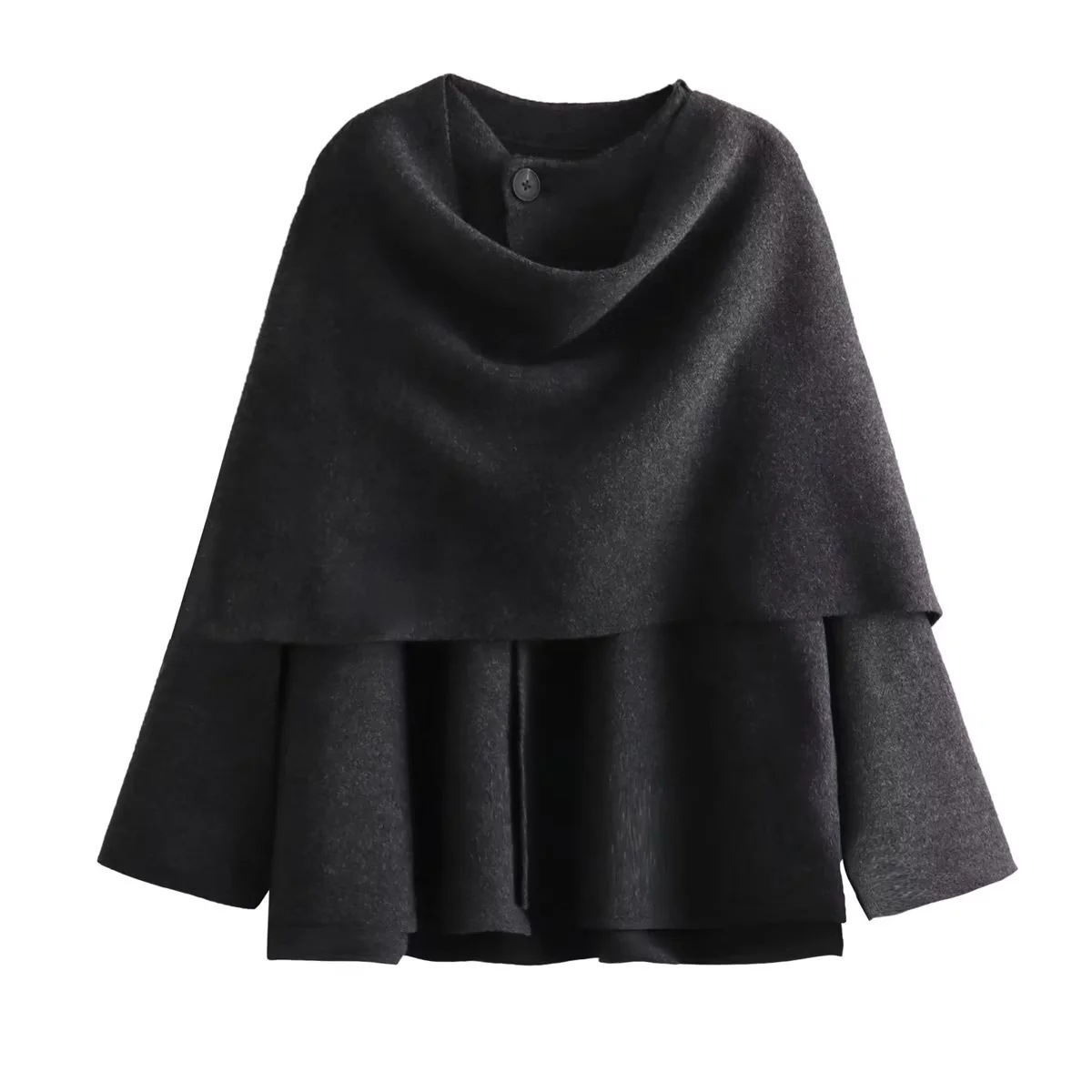 Asymmetric Scarf Short Knit Coat