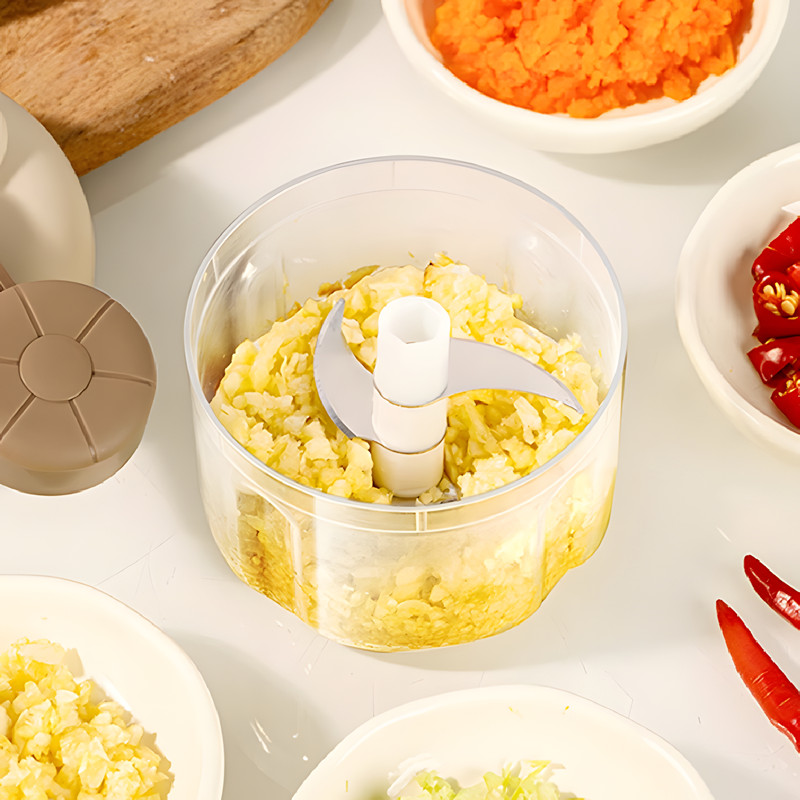 Beige S Shaped Cutter Head Rocker Type Household Hand Powered Mixer