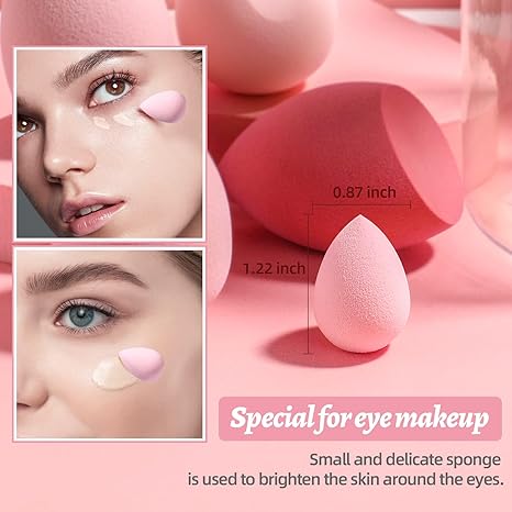 Makeup Sponge Set BS-MALL Blender Sponges 7 Pcs for Liquid, Cream, and Powder, Multi-colored with 1 Mini Makeup Sponge Pink (F-PinkGrey)