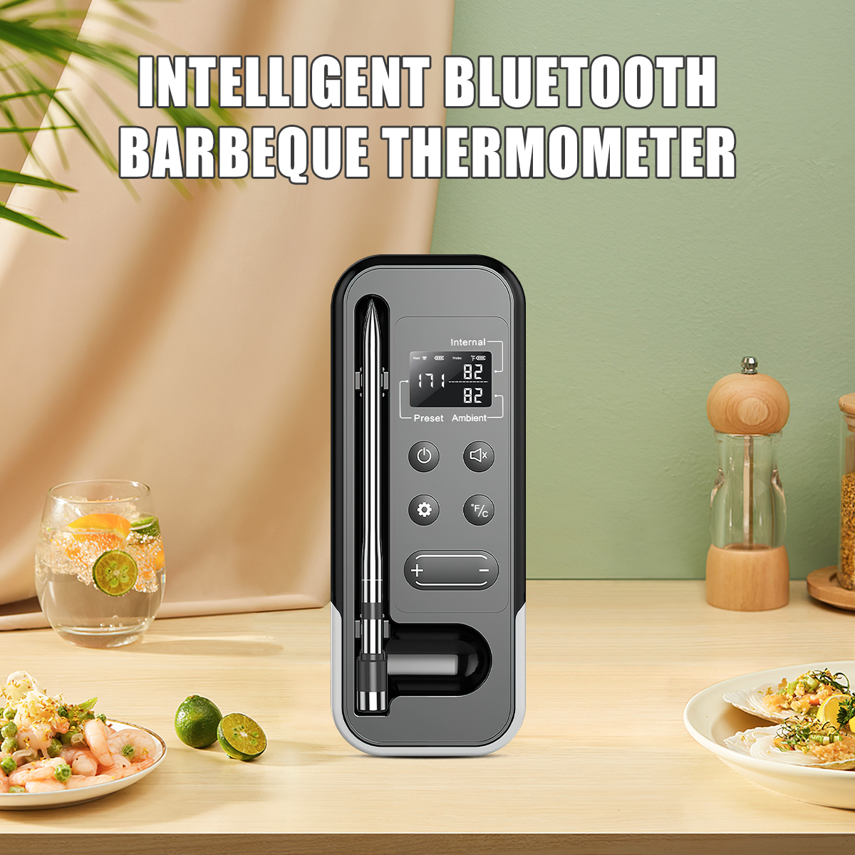 Aussie BBQ Pro - Smart Bluetooth Meat Thermometer | Wireless Grill Temp Monitor | for Steak, Smoking & Roasting