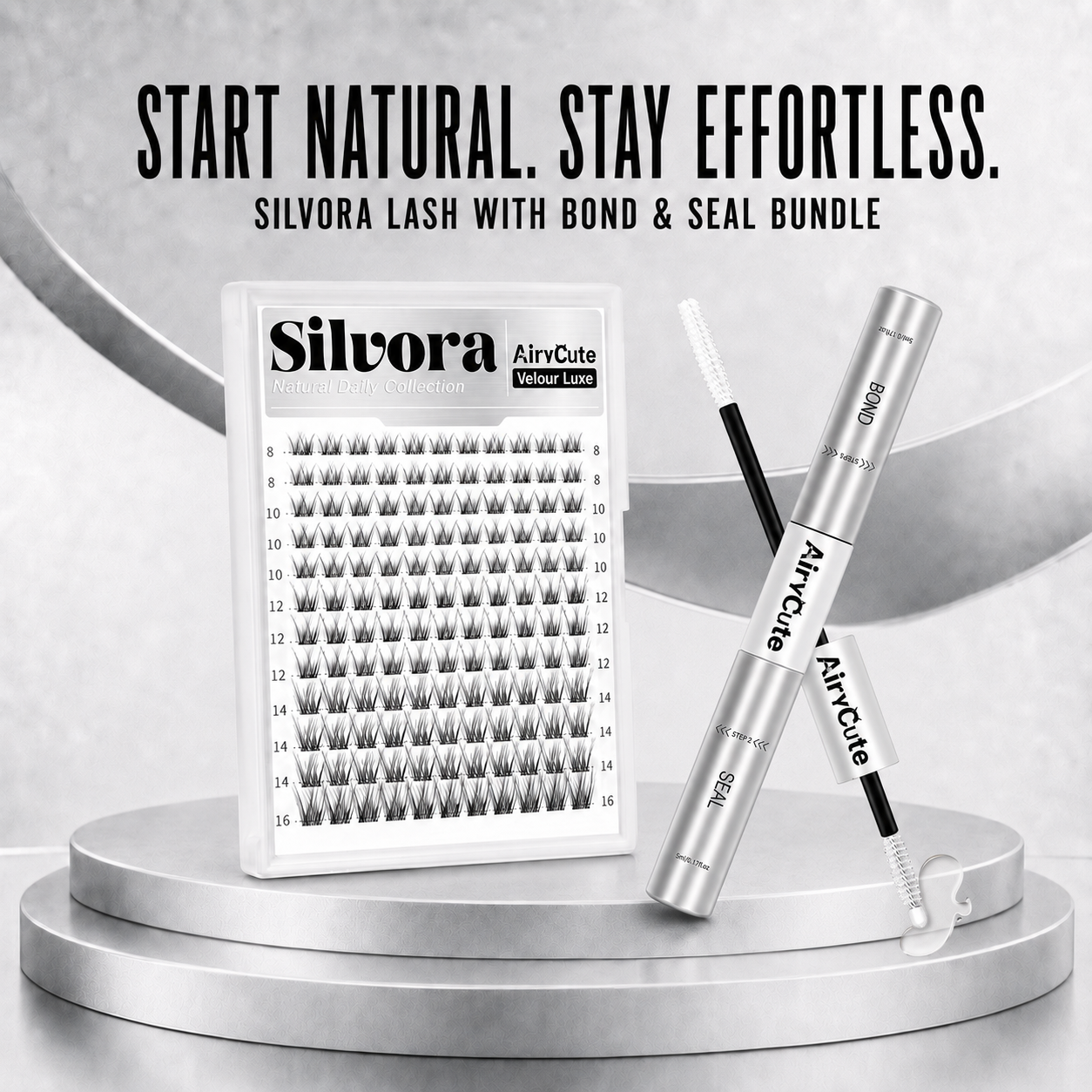 Silvora Natural Cluster Lashes + Bond & Seal Bundle