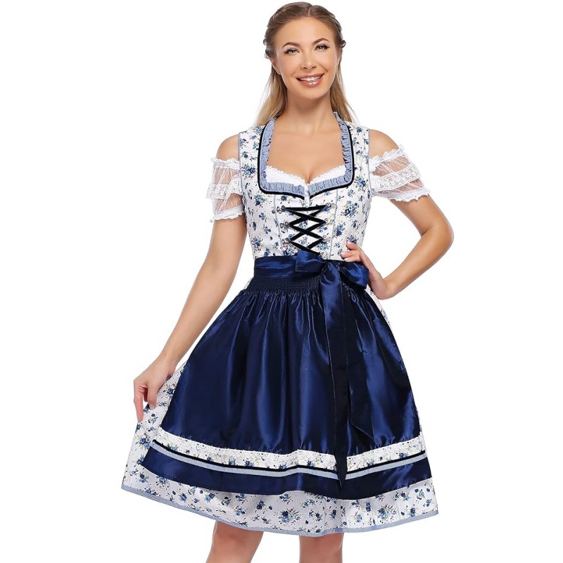 DirndlPop Blau Lara Dirndl  Bayern Kostüme für das Bierfest