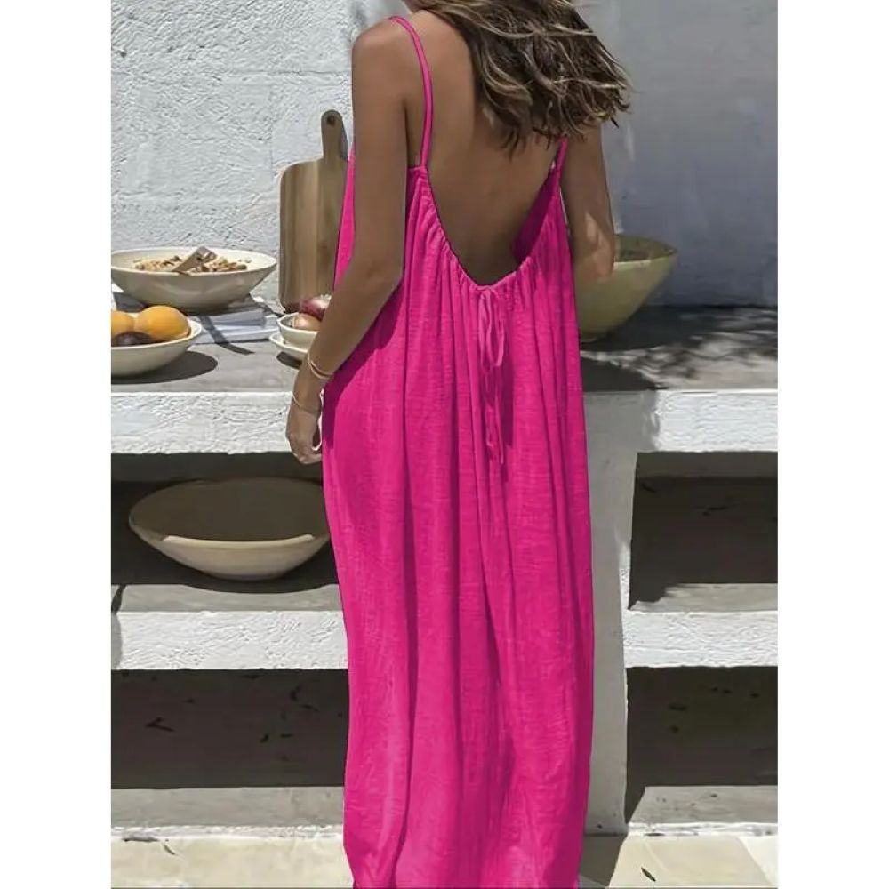 Summer Cami Lounge Dress – Lightweight Sleeveless Slip Maxi for Home & Outing