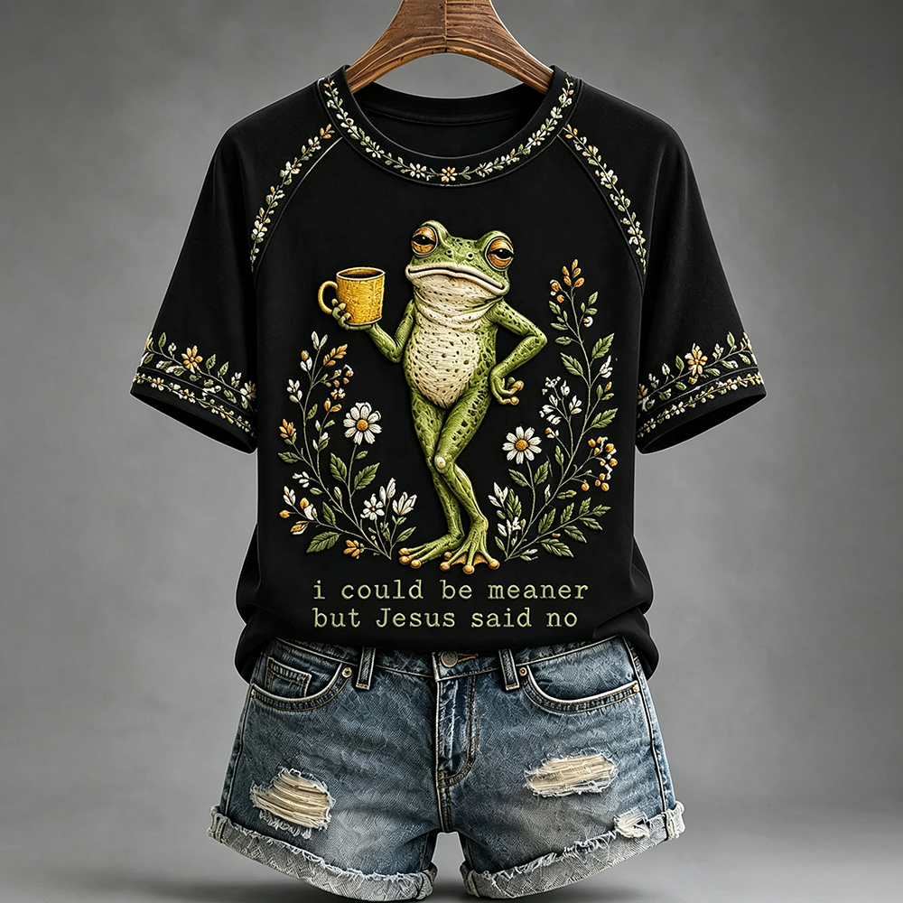 Funny Christian Frog Shirt - I Could Be Meaner But Jesus Said No