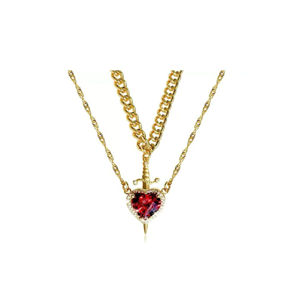 Heart & Sword Matching Necklace – A Symbol of Love & Courage