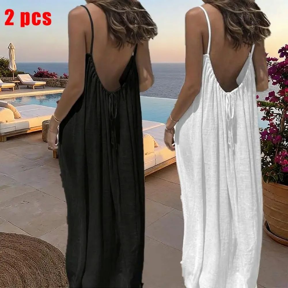 Summer Cami Lounge Dress – Lightweight Sleeveless Slip Maxi for Home & Outing