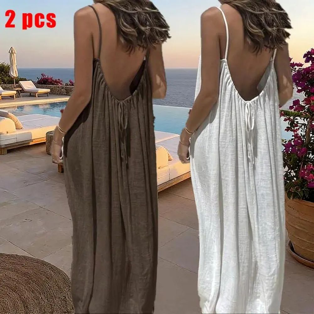 Summer Cami Lounge Dress – Lightweight Sleeveless Slip Maxi for Home & Outing