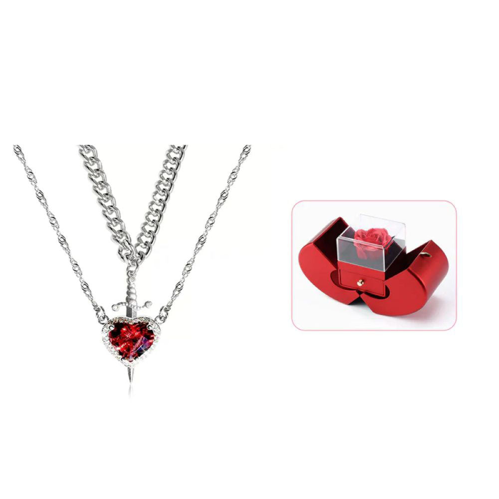 Heart & Sword Matching Necklace – A Symbol of Love & Courage