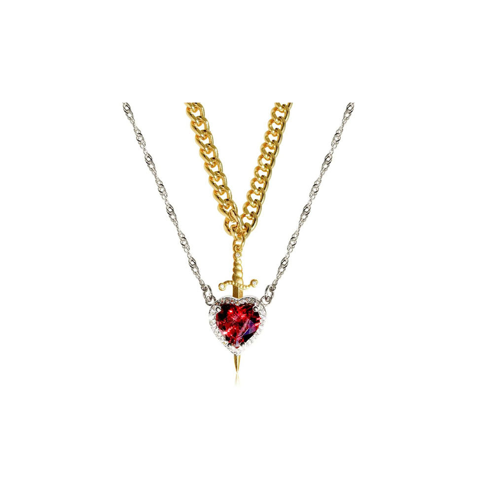 Heart & Sword Matching Necklace – A Symbol of Love & Courage
