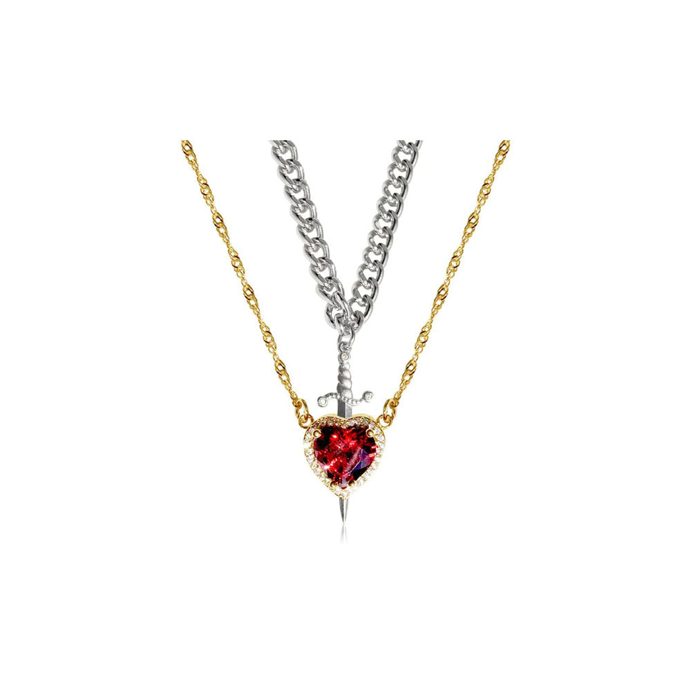 Heart & Sword Matching Necklace – A Symbol of Love & Courage