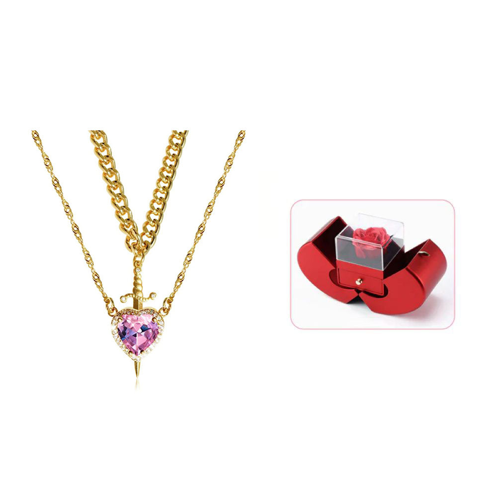 Heart & Sword Matching Necklace – A Symbol of Love & Courage