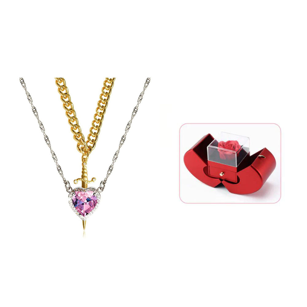 Heart & Sword Matching Necklace – A Symbol of Love & Courage
