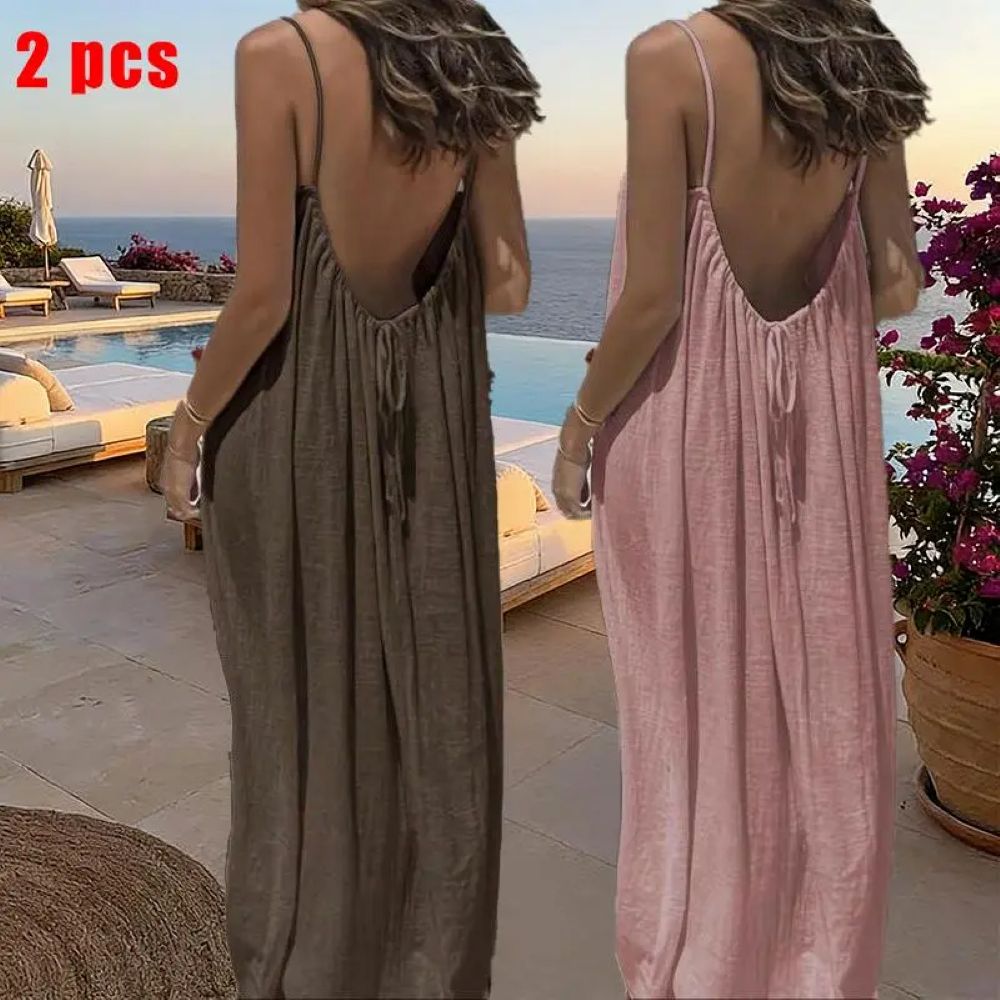 Summer Cami Lounge Dress – Lightweight Sleeveless Slip Maxi for Home & Outing