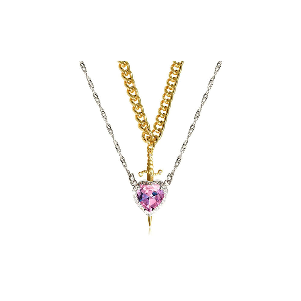 Heart & Sword Matching Necklace – A Symbol of Love & Courage