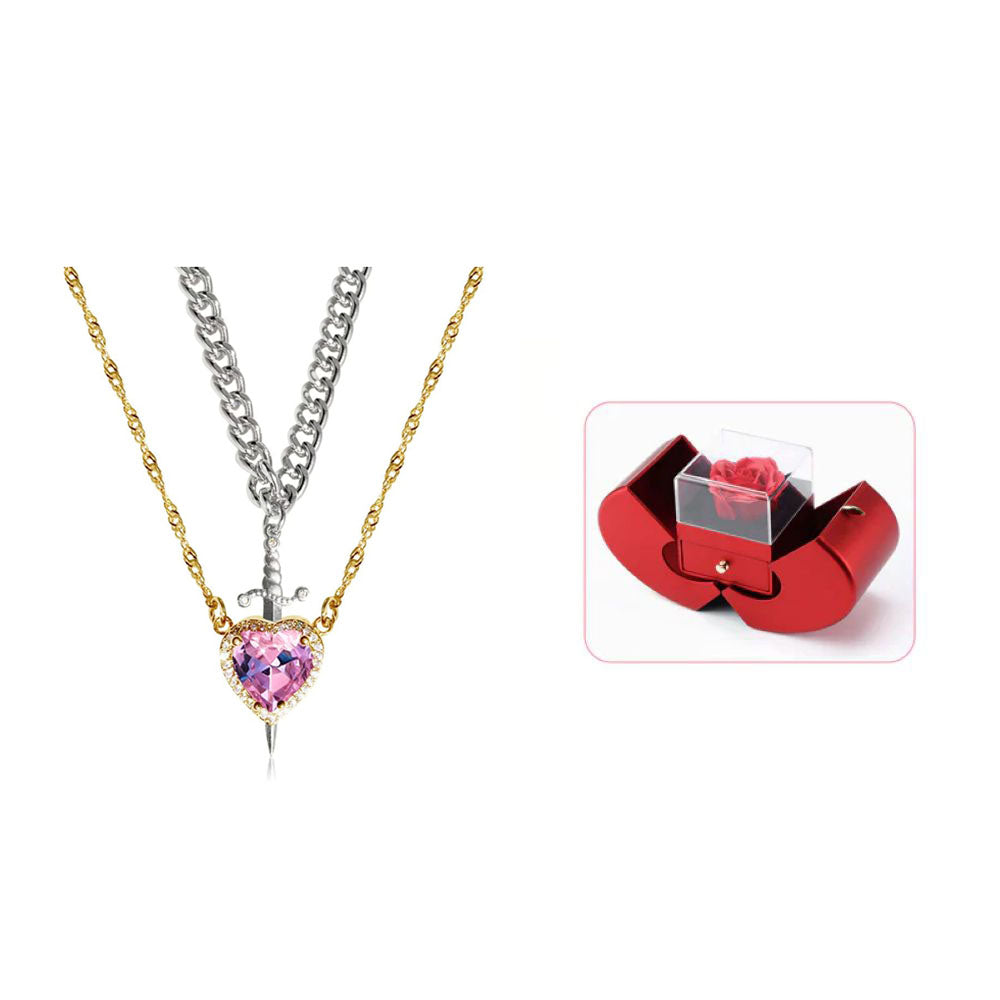 Heart & Sword Matching Necklace – A Symbol of Love & Courage