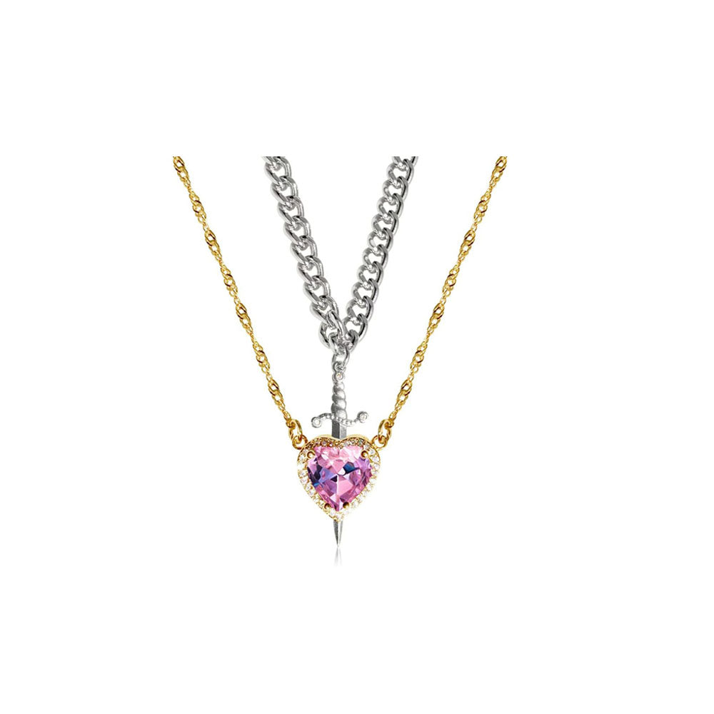 Heart & Sword Matching Necklace – A Symbol of Love & Courage