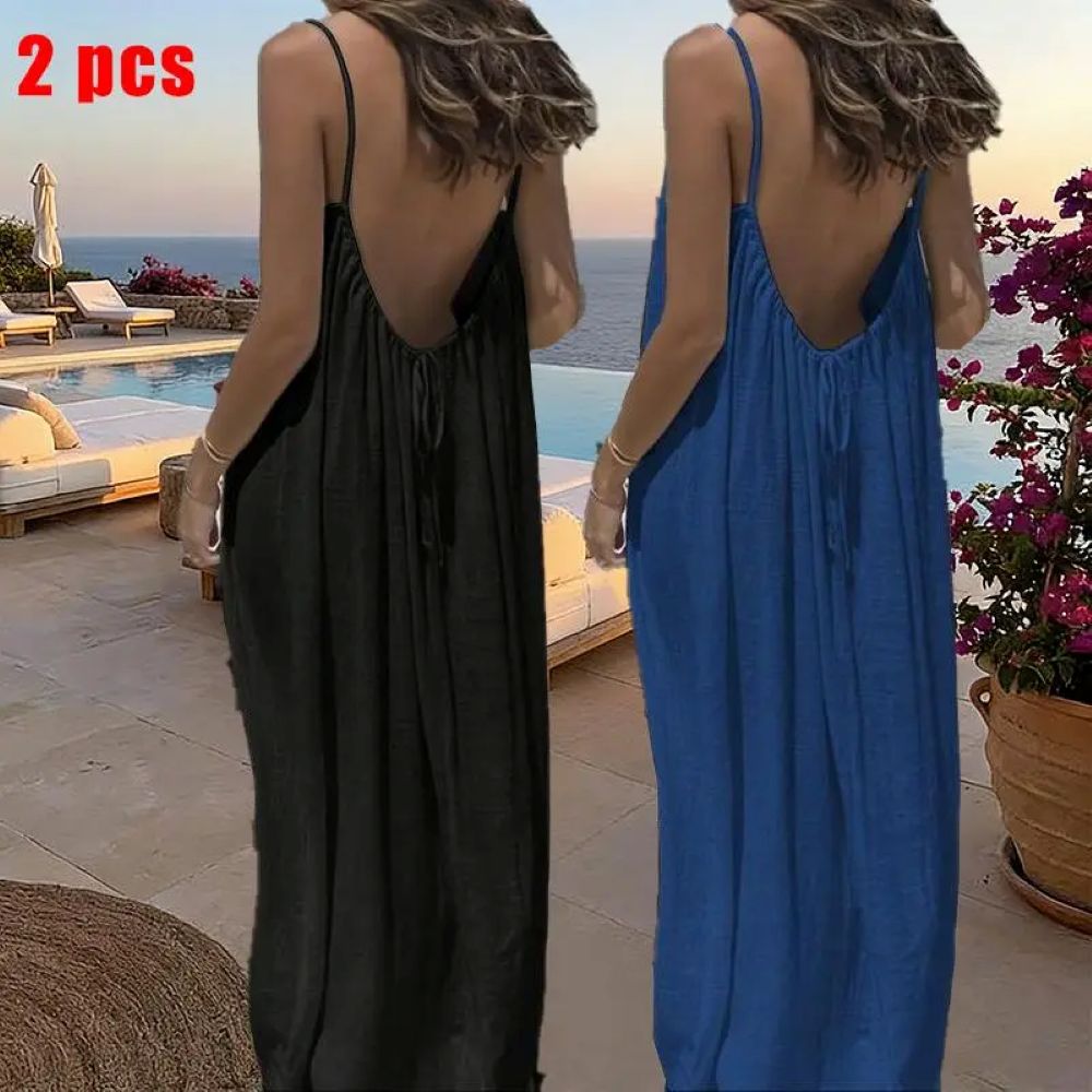Summer Cami Lounge Dress – Lightweight Sleeveless Slip Maxi for Home & Outing