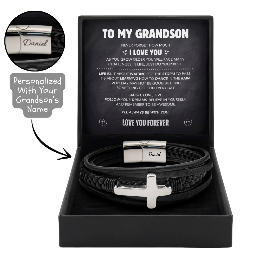 Grandson's Eternal Guardian Faith Bracelet Custom