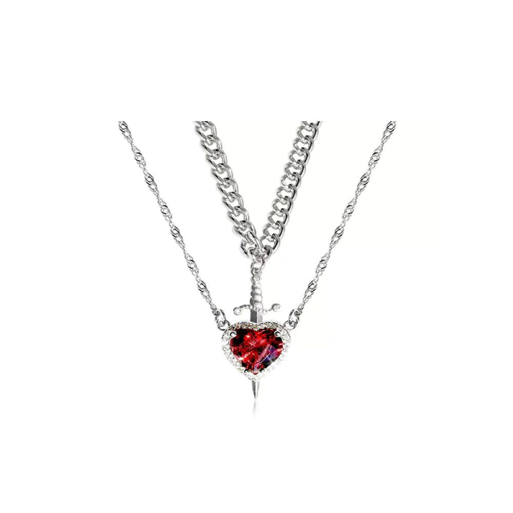Heart & Sword Matching Necklace – A Symbol of Love & Courage