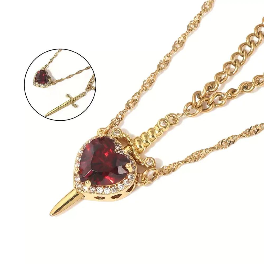Heart & Sword Matching Necklace – A Symbol of Love & Courage