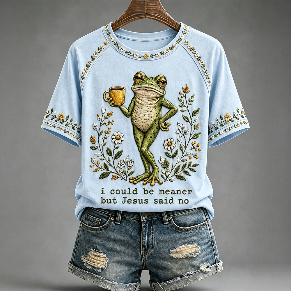Funny Christian Frog Shirt - I Could Be Meaner But Jesus Said No
