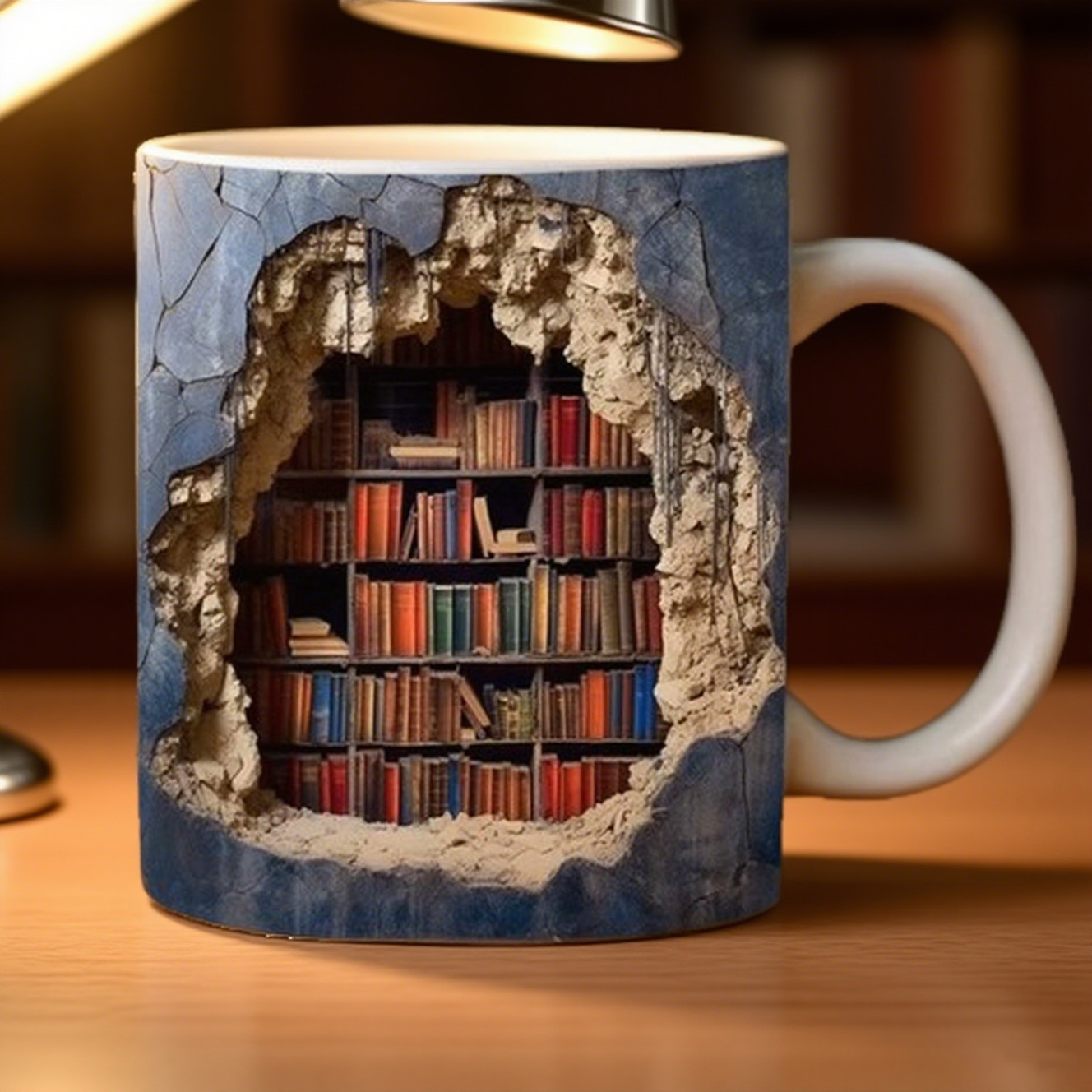 3D Bookshelves Hole In A Wall Mug