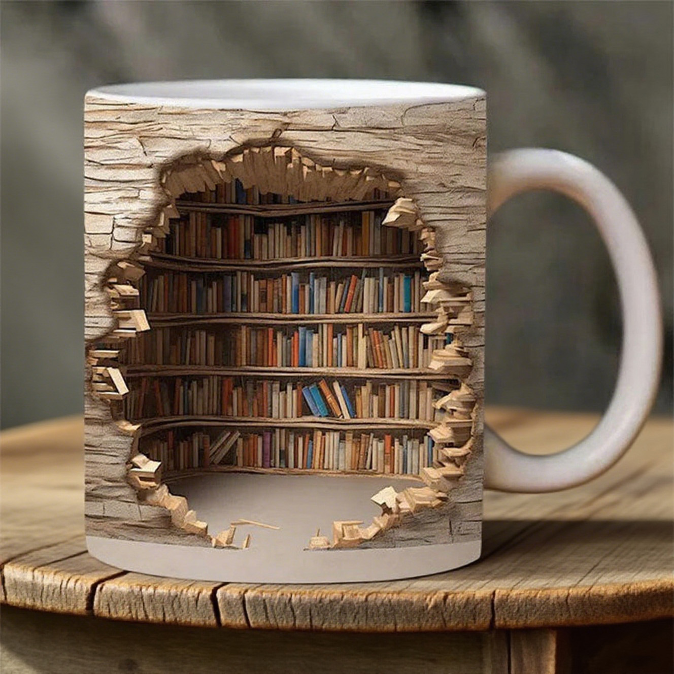 3D Bookshelves Hole In A Wall Mug