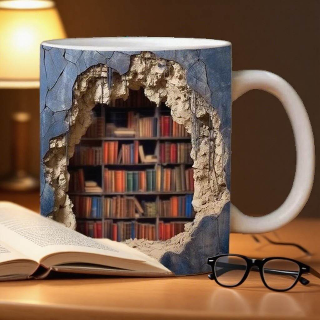 3D Bookshelves Hole In A Wall Mug