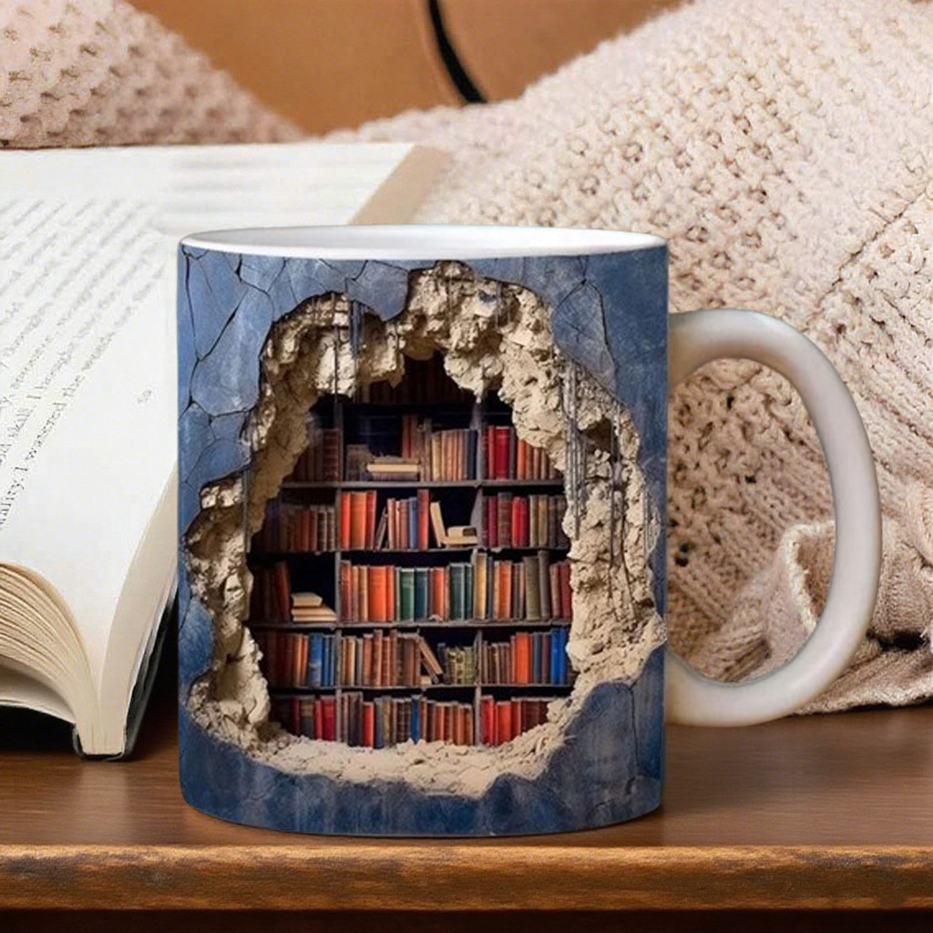3D Bookshelves Hole In A Wall Mug