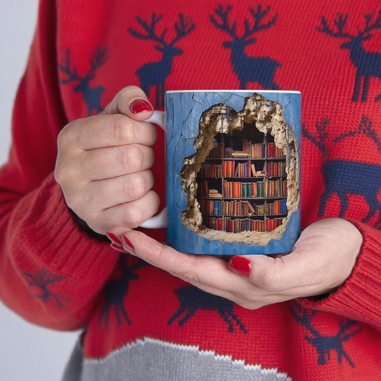 3D Bookshelves Hole In A Wall Mug