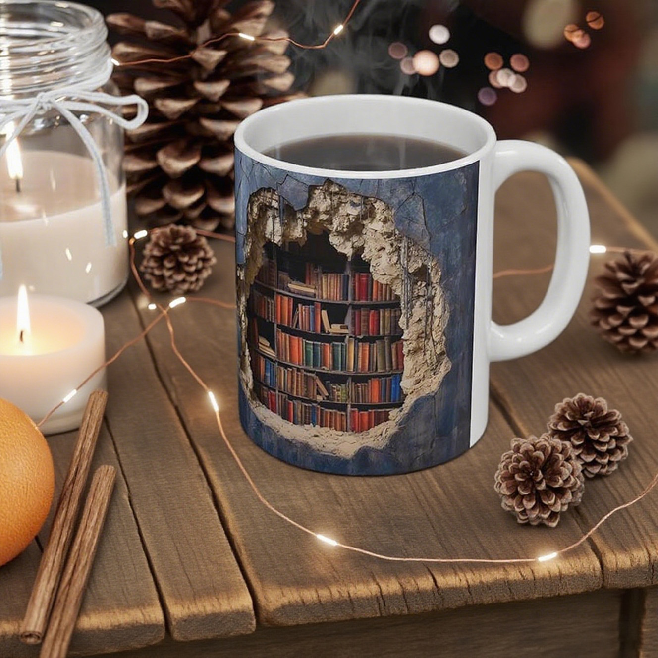 3D Bookshelves Hole In A Wall Mug