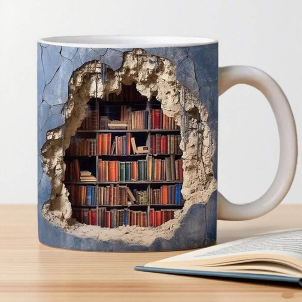 3D Bookshelves Hole In A Wall Mug