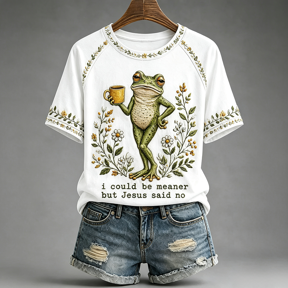 Funny Christian Frog Shirt - I Could Be Meaner But Jesus Said No