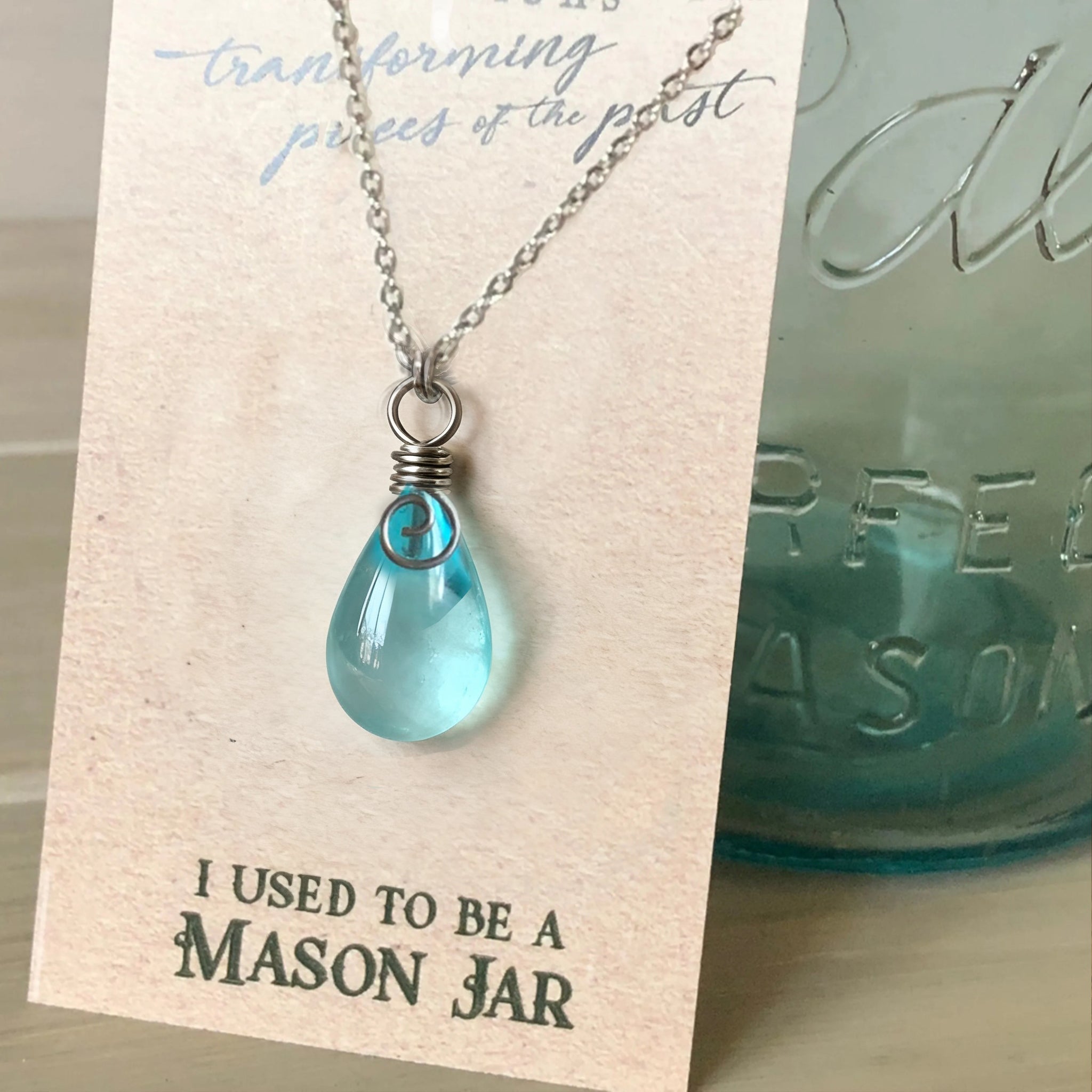 Teardrop Mason Jar Earrings: Recycled Vintage Glass