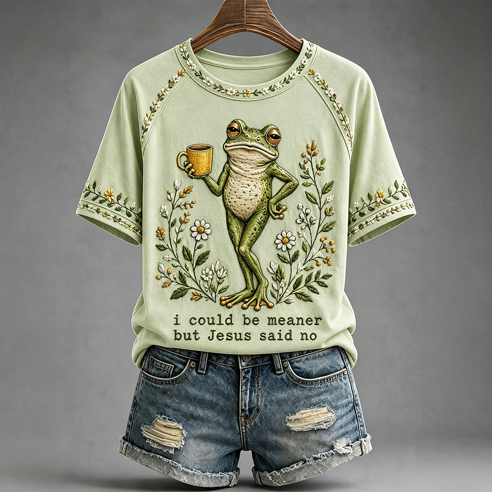 Funny Christian Frog Shirt - I Could Be Meaner But Jesus Said No
