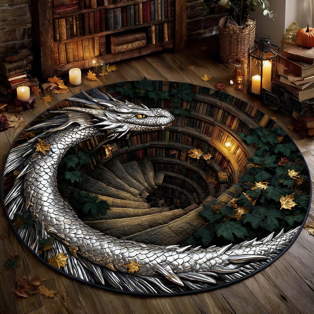 Mythical Wisdom Purple Dragon - Spiral Watcher Round Rug - H485
