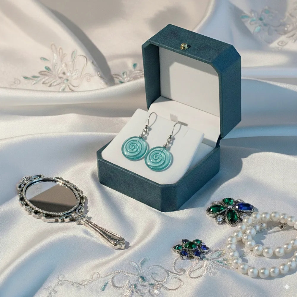 Recycled Glass Spiral Earrings: Upcycled Mason Jar Dangles