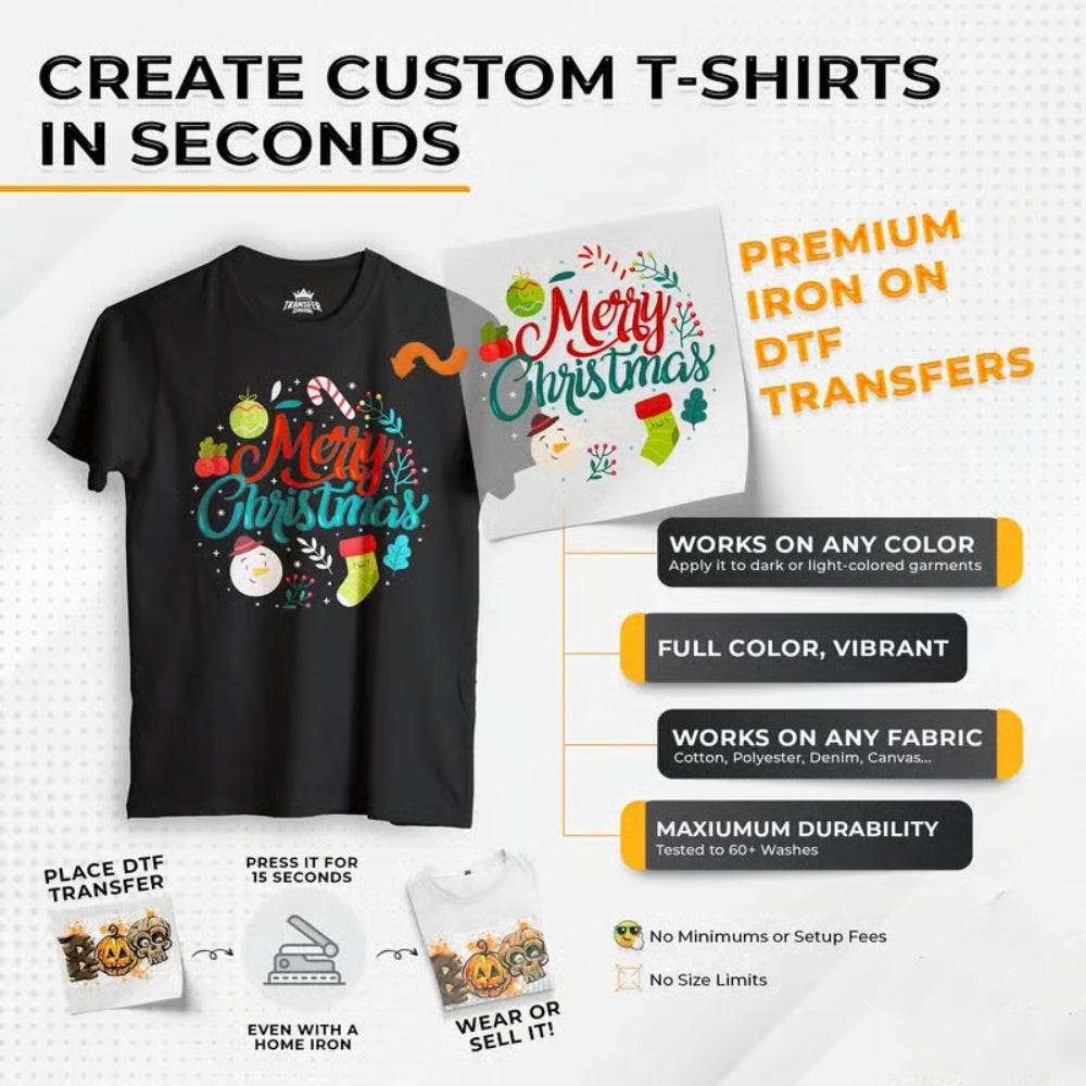 Christmas Mystery DTF Transfer Bundle for T-Shirts, Totes & DIY Gifts