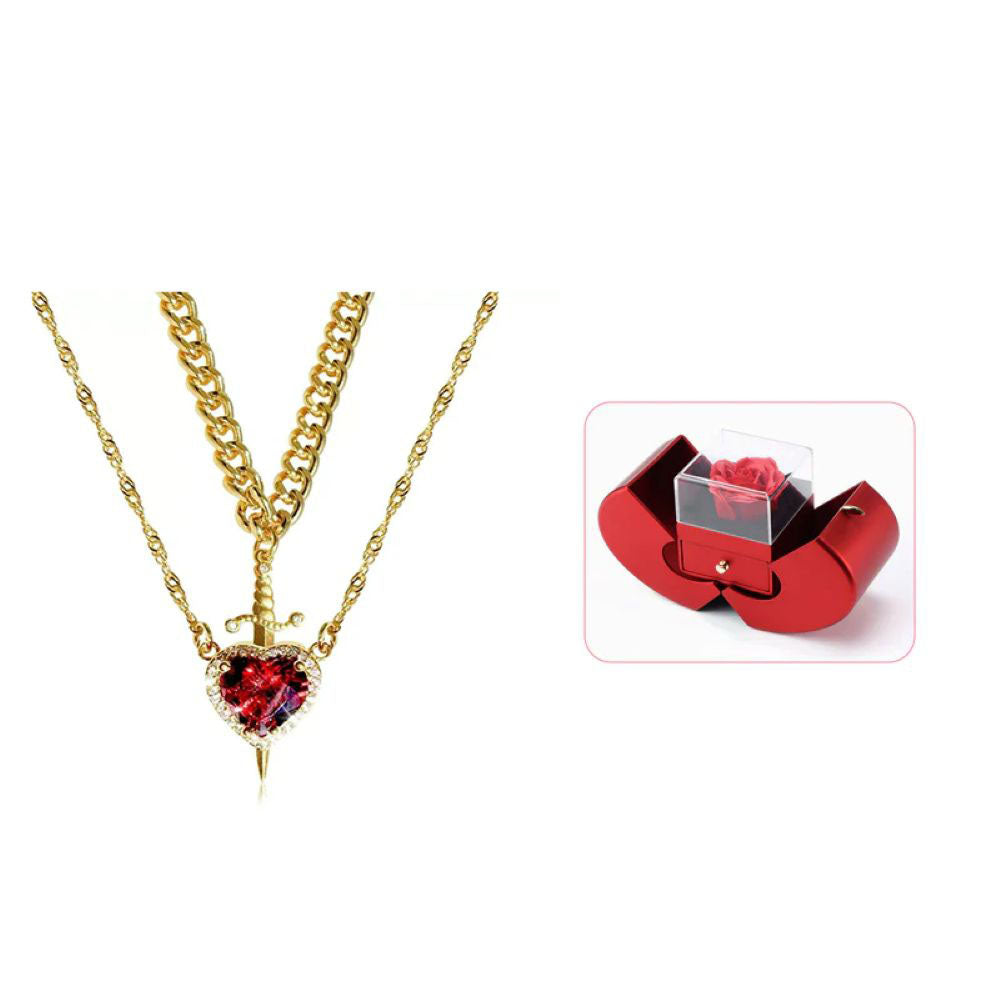 Heart & Sword Matching Necklace – A Symbol of Love & Courage